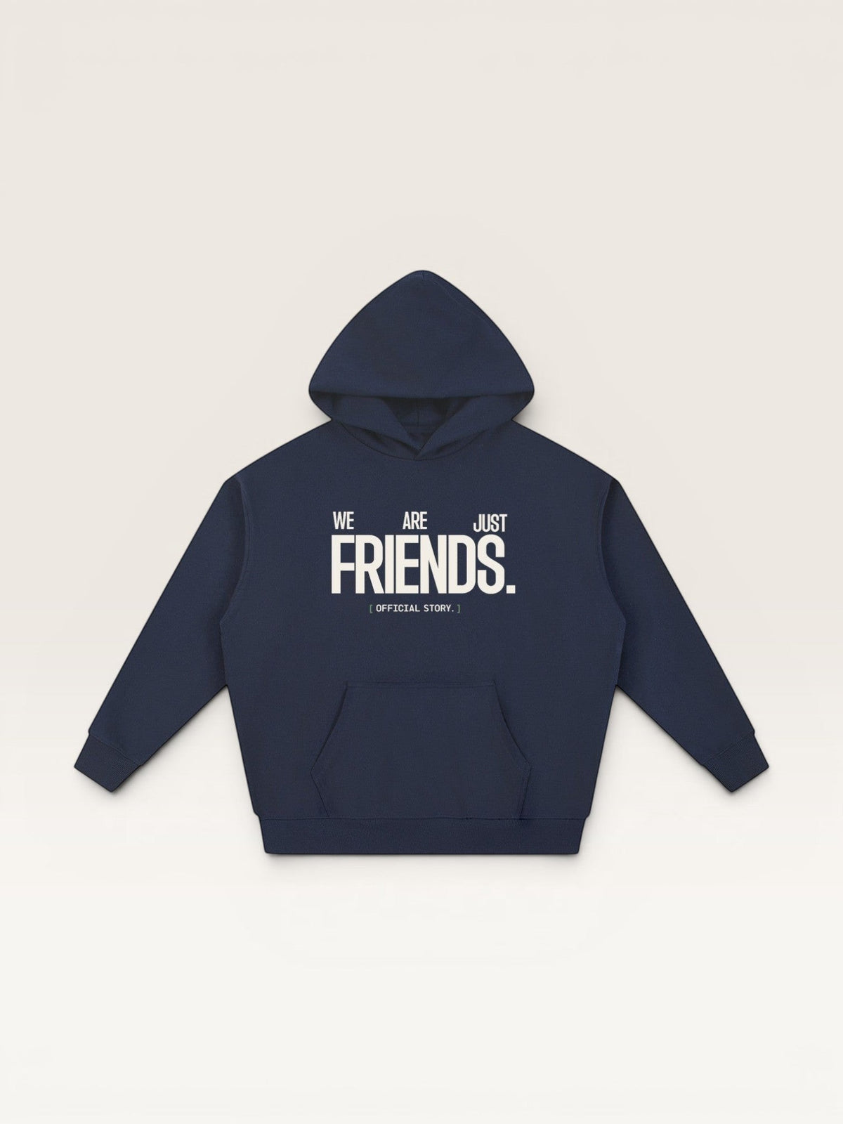 Navy Blue - WE ARE JUST FRIENDS HOODIE, oversized heavyweight cotton-poly fleece