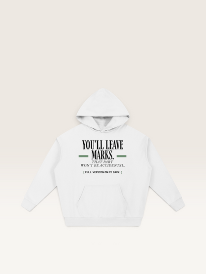 White - YOU'LL LEAVE MARKS HOODIE, WEARCAPTION heavyweight oversized front view