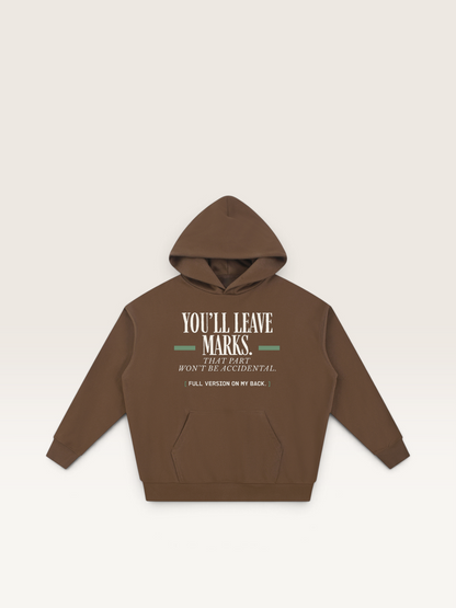 Coffee - YOU'LL LEAVE MARKS HOODIE, WEARCAPTION heavyweight oversized front view