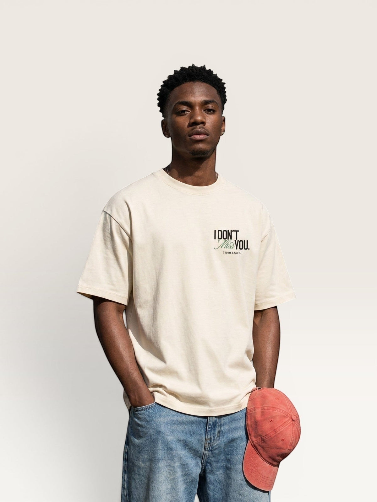 Mild Apricot - I DON'T MISS YOU TEE, oversized heavyweight cotton