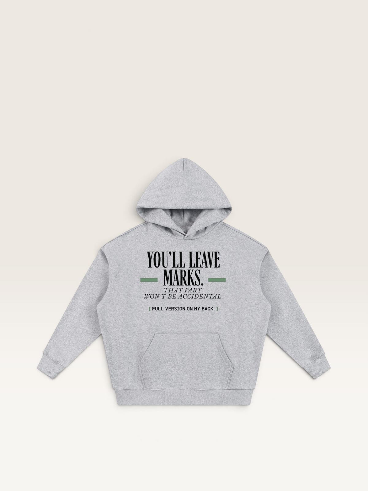 Flower Gray - YOU'LL LEAVE MARKS HOODIE, WEARCAPTION heavyweight oversized front view