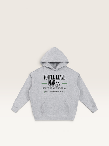 Flower Gray - YOU'LL LEAVE MARKS HOODIE, WEARCAPTION heavyweight oversized front view