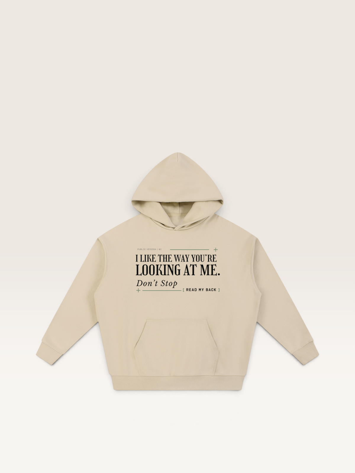 Apricot - THE WAY YOU'RE LOOKING AT ME HOODIE, WEARCAPTION heavyweight oversized front view