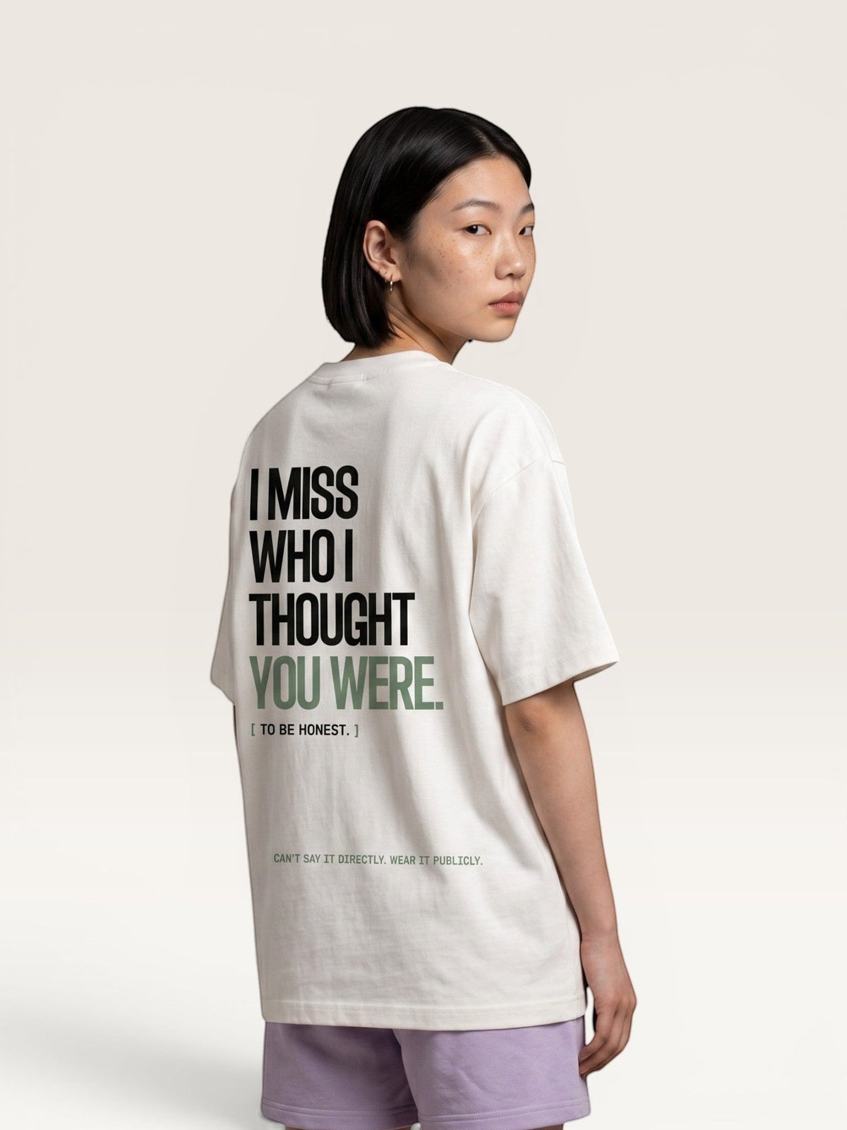 White - I DON'T MISS YOU TEE, oversized heavyweight cotton