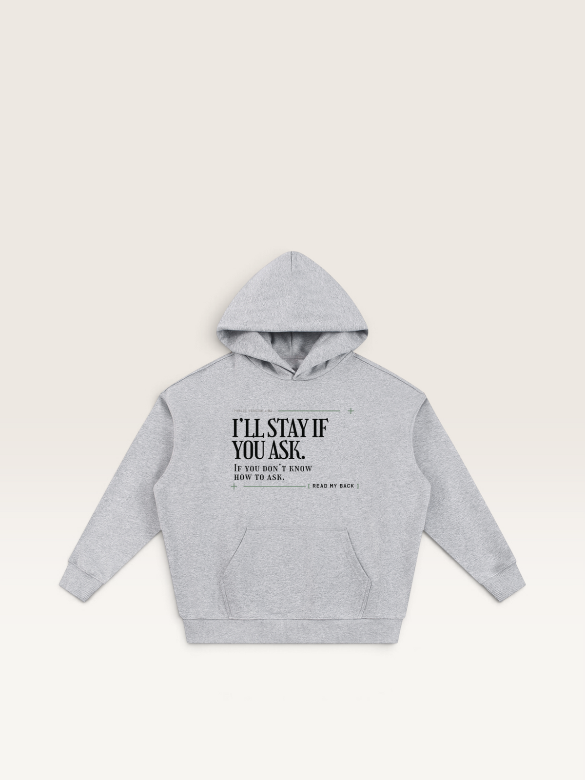 Flower Gray - I'LL STAY IF YOU ASK HOODIE, WEARCAPTION heavyweight oversized front view
