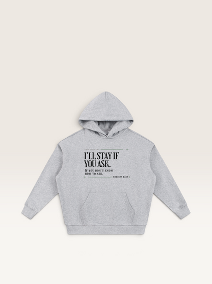 Flower Gray - I'LL STAY IF YOU ASK HOODIE, WEARCAPTION heavyweight oversized front view