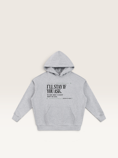Flower Gray - I'LL STAY IF YOU ASK HOODIE, WEARCAPTION heavyweight oversized front view