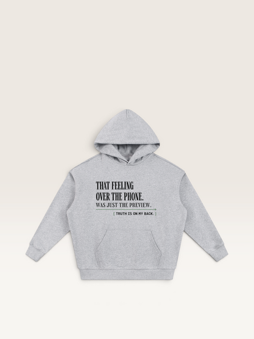 Flower Gray - THAT FEELING OVER THE PHONE HOODIE, WEARCAPTION heavyweight oversized front view
