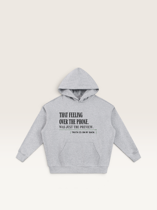 Flower Gray - THAT FEELING OVER THE PHONE HOODIE, WEARCAPTION heavyweight oversized front view