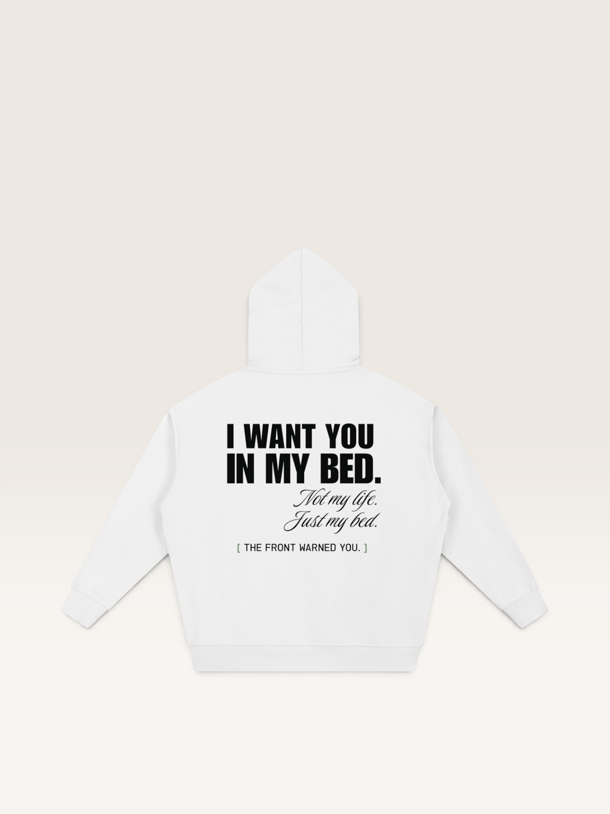 White - DON'T READ MY BACK HOODIE, WEARCAPTION heavyweight oversized back view