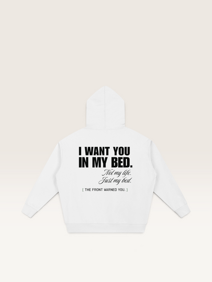 White - DON'T READ MY BACK HOODIE, WEARCAPTION heavyweight oversized back view