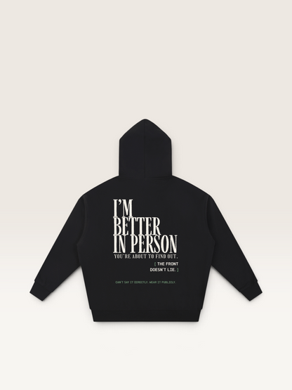 Black - THAT FEELING OVER THE PHONE HOODIE, WEARCAPTION heavyweight oversized back view
