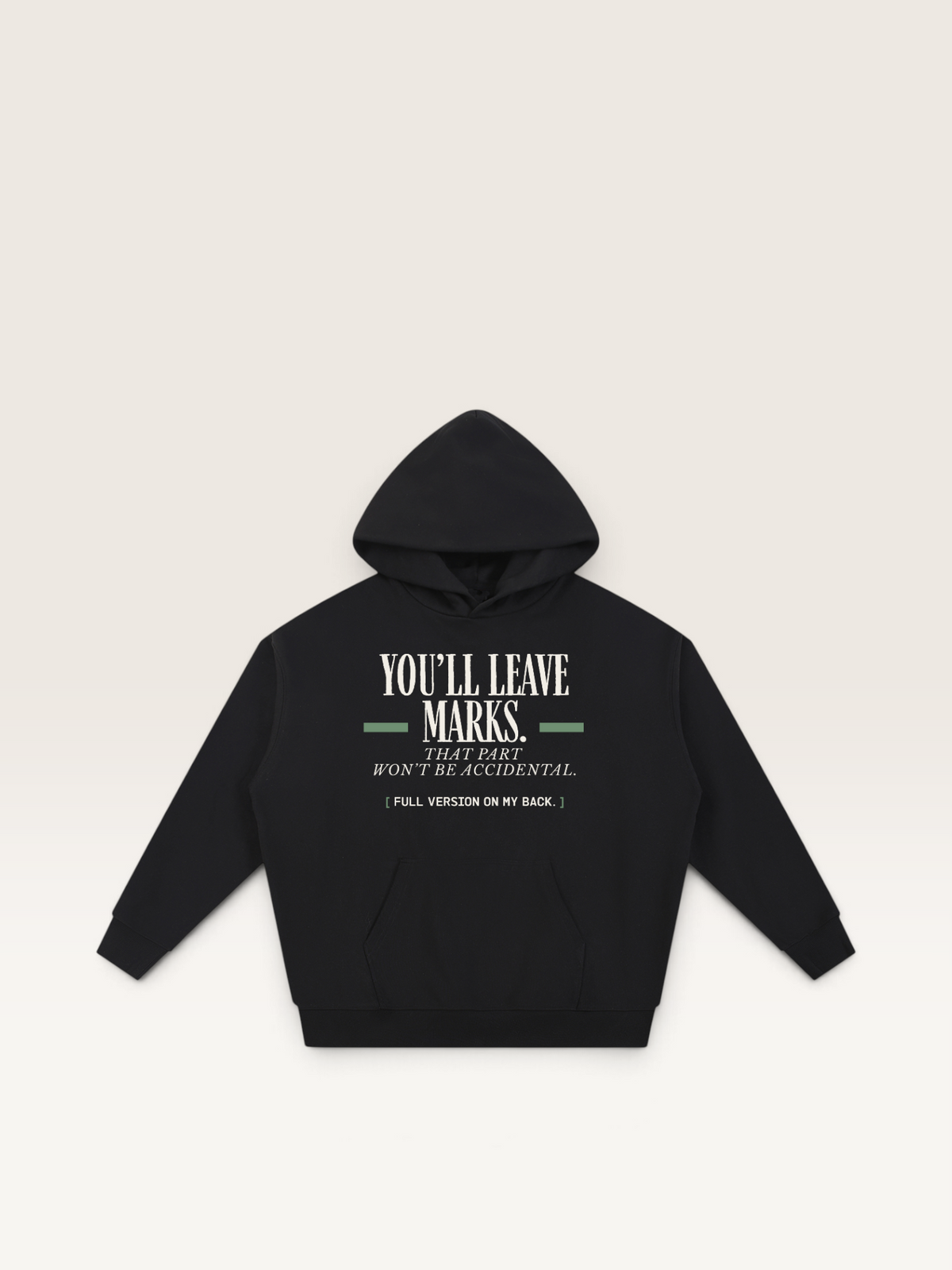 Black - YOU'LL LEAVE MARKS HOODIE, WEARCAPTION heavyweight oversized front view