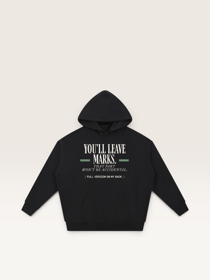Black - YOU'LL LEAVE MARKS HOODIE, WEARCAPTION heavyweight oversized front view