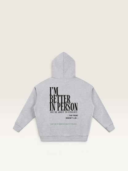 Flower Gray - THAT FEELING OVER THE PHONE HOODIE, WEARCAPTION heavyweight oversized back view