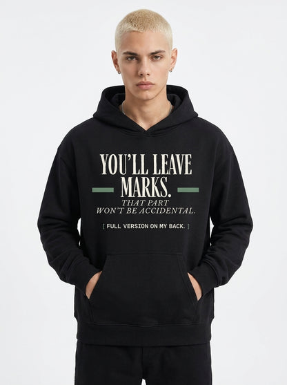 Black - YOU'LL LEAVE MARKS HOODIE, WEARCAPTION heavyweight oversized front view
