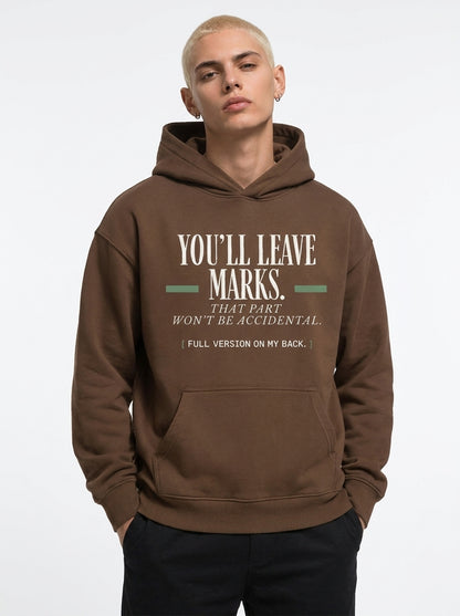 Coffee - YOU'LL LEAVE MARKS HOODIE, WEARCAPTION heavyweight oversized front view