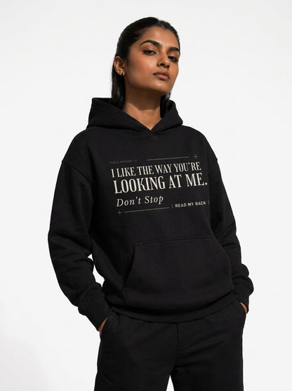 Black - THE WAY YOU'RE LOOKING AT ME HOODIE, WEARCAPTION heavyweight oversized front view