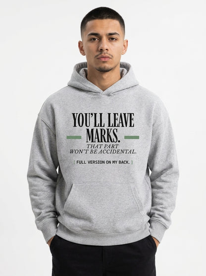 Flower Gray - YOU'LL LEAVE MARKS HOODIE, WEARCAPTION heavyweight oversized front view