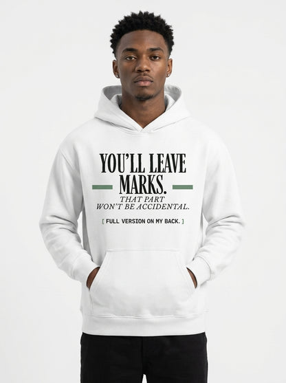 White - YOU'LL LEAVE MARKS HOODIE, WEARCAPTION heavyweight oversized front view