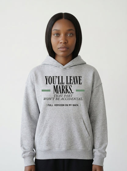 Flower Gray - YOU'LL LEAVE MARKS HOODIE, WEARCAPTION heavyweight oversized front view