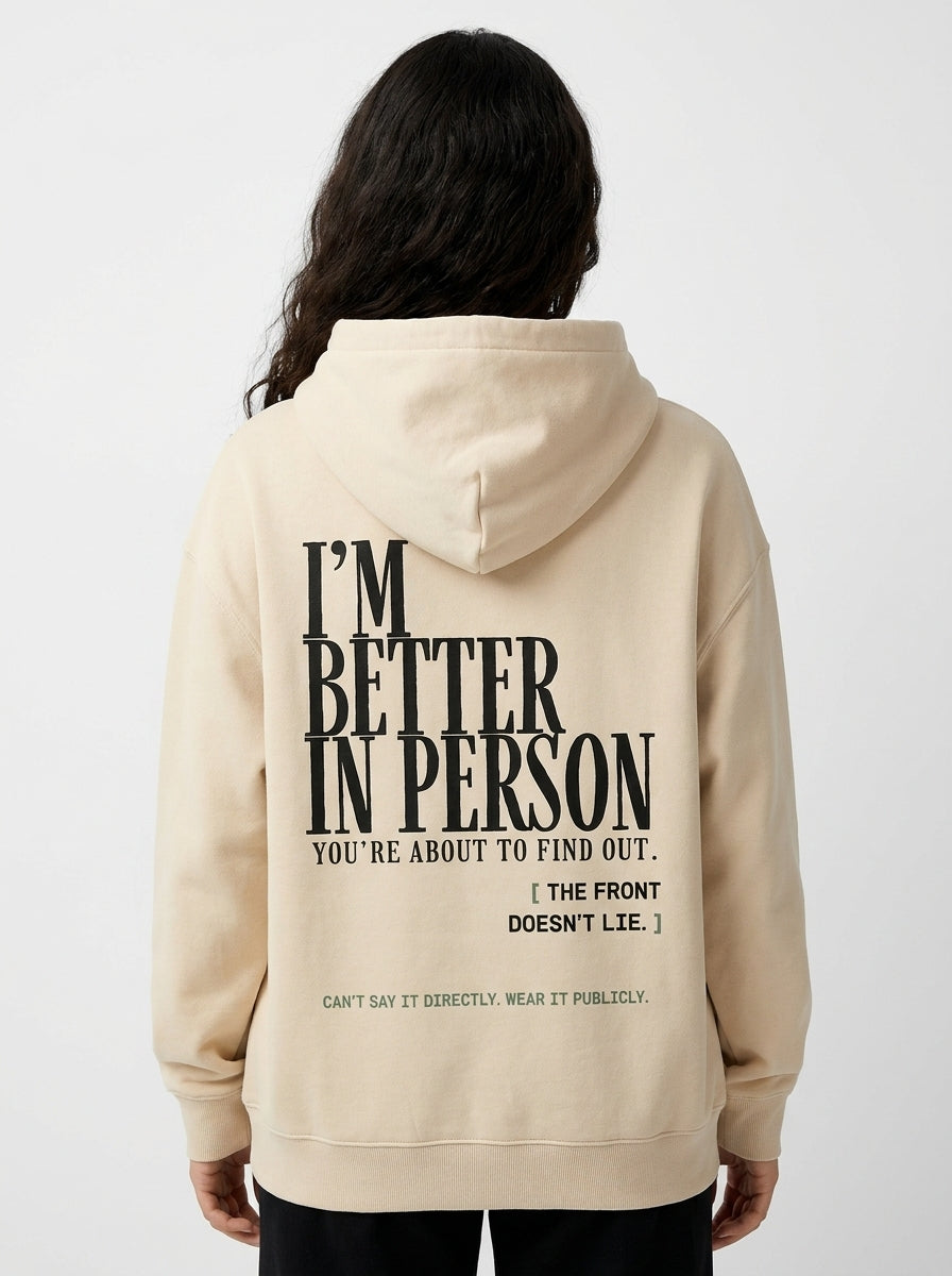 Apricot - THAT FEELING OVER THE PHONE HOODIE, WEARCAPTION heavyweight oversized back view