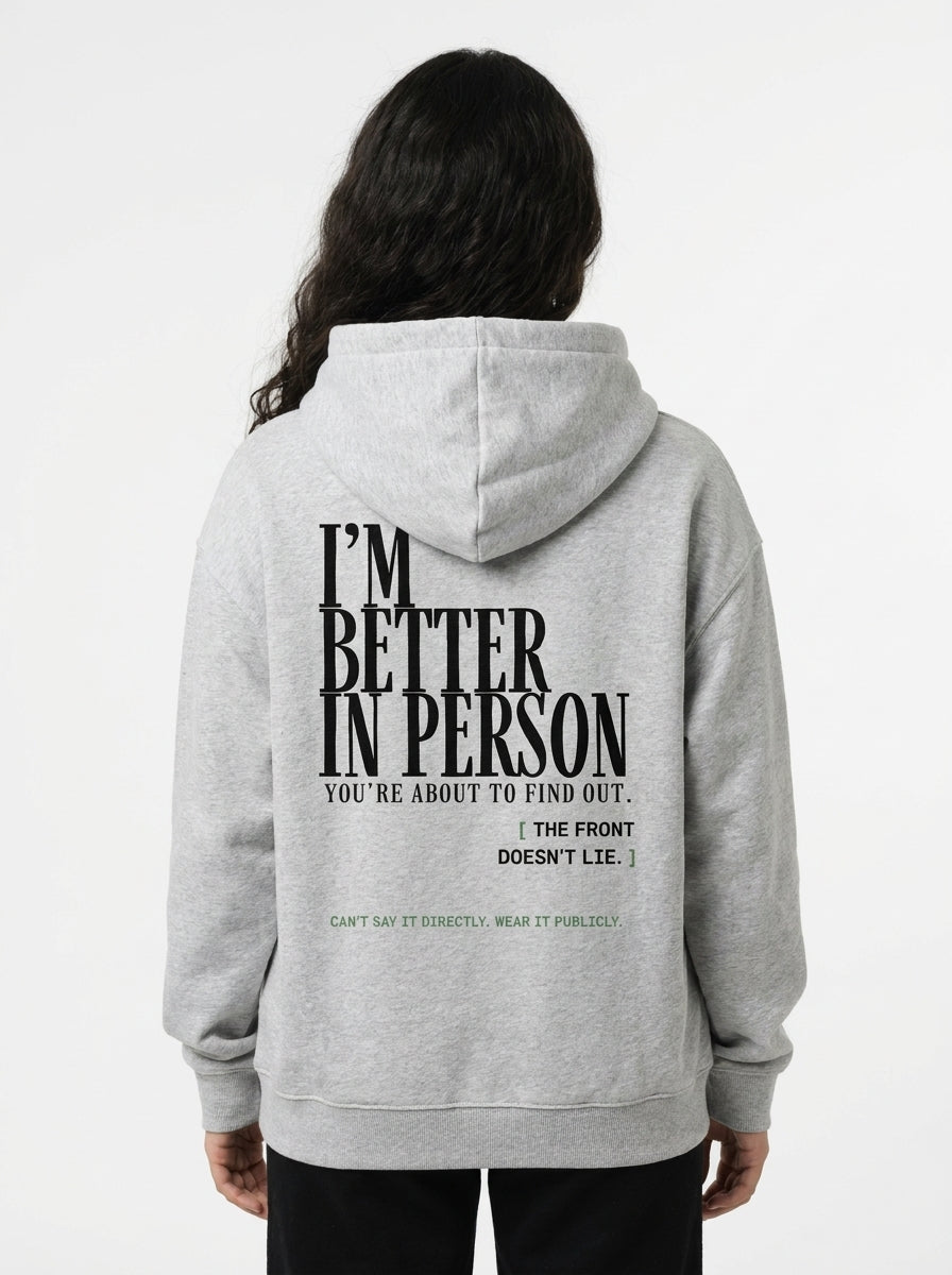 Flower Gray - THAT FEELING OVER THE PHONE HOODIE, WEARCAPTION heavyweight oversized back view