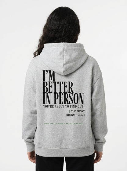 Flower Gray - THAT FEELING OVER THE PHONE HOODIE, WEARCAPTION heavyweight oversized back view