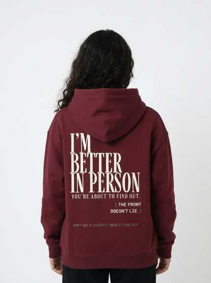 Dull Red - THAT FEELING OVER THE PHONE HOODIE, WEARCAPTION heavyweight oversized back view