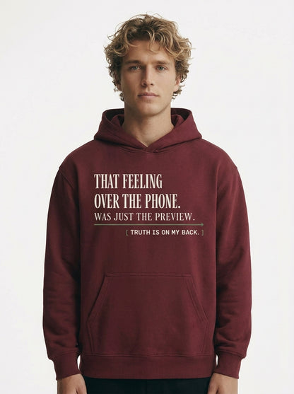 Dull Red - THAT FEELING OVER THE PHONE HOODIE, WEARCAPTION heavyweight oversized front view