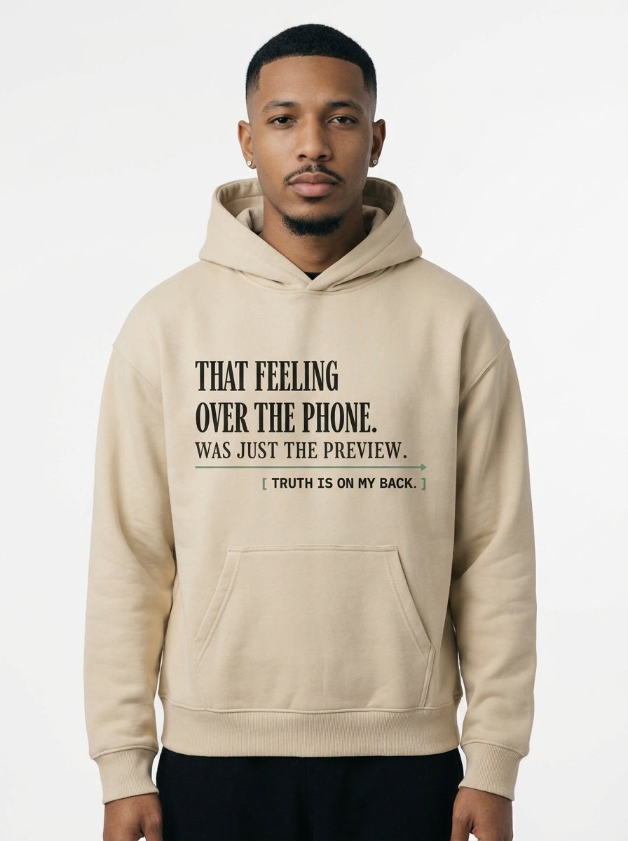 Apricot - THAT FEELING OVER THE PHONE HOODIE, WEARCAPTION heavyweight oversized front view