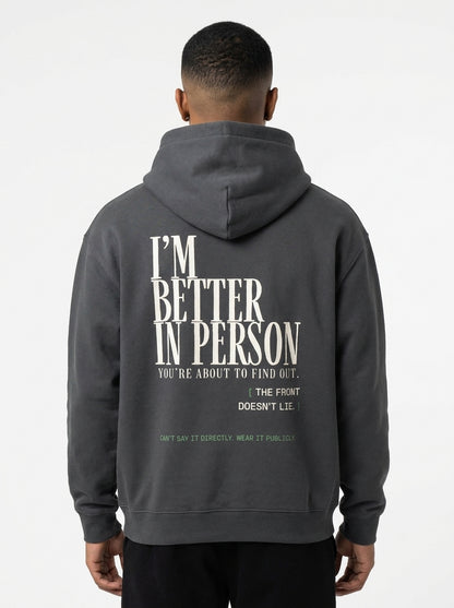 Flower Gray - THAT FEELING OVER THE PHONE HOODIE, WEARCAPTION heavyweight oversized back view