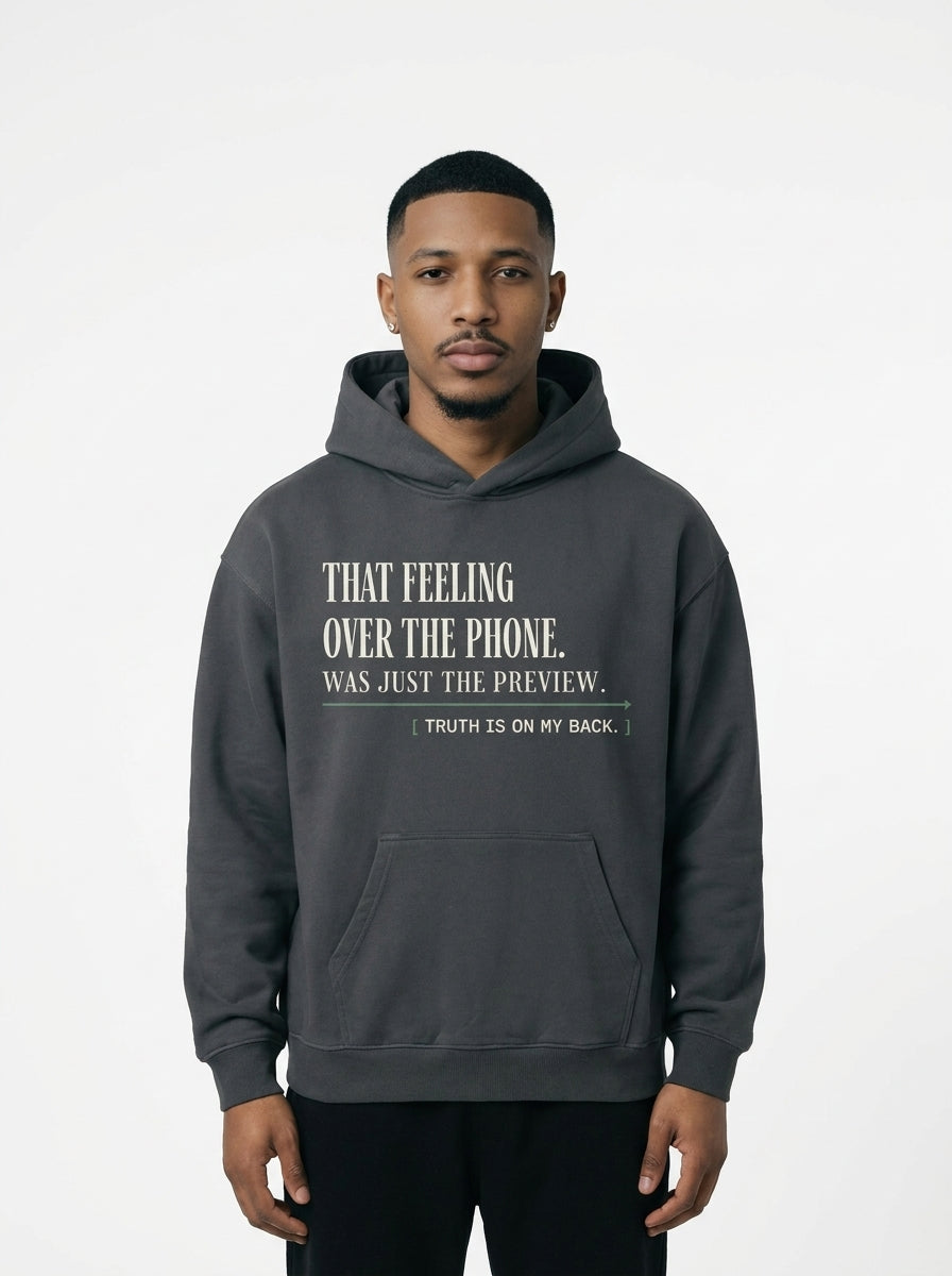 Flower Gray - THAT FEELING OVER THE PHONE HOODIE, WEARCAPTION heavyweight oversized front view