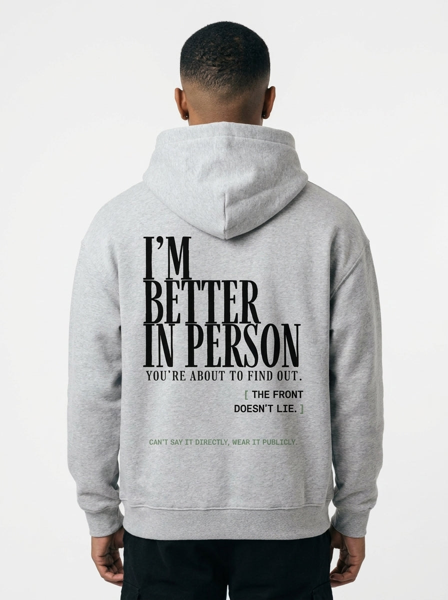 Flower Gray - THAT FEELING OVER THE PHONE HOODIE, WEARCAPTION heavyweight oversized back view