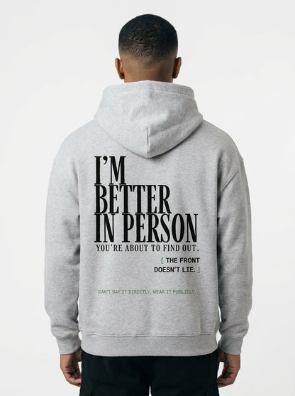 Flower Gray - THAT FEELING OVER THE PHONE HOODIE, WEARCAPTION heavyweight oversized back view