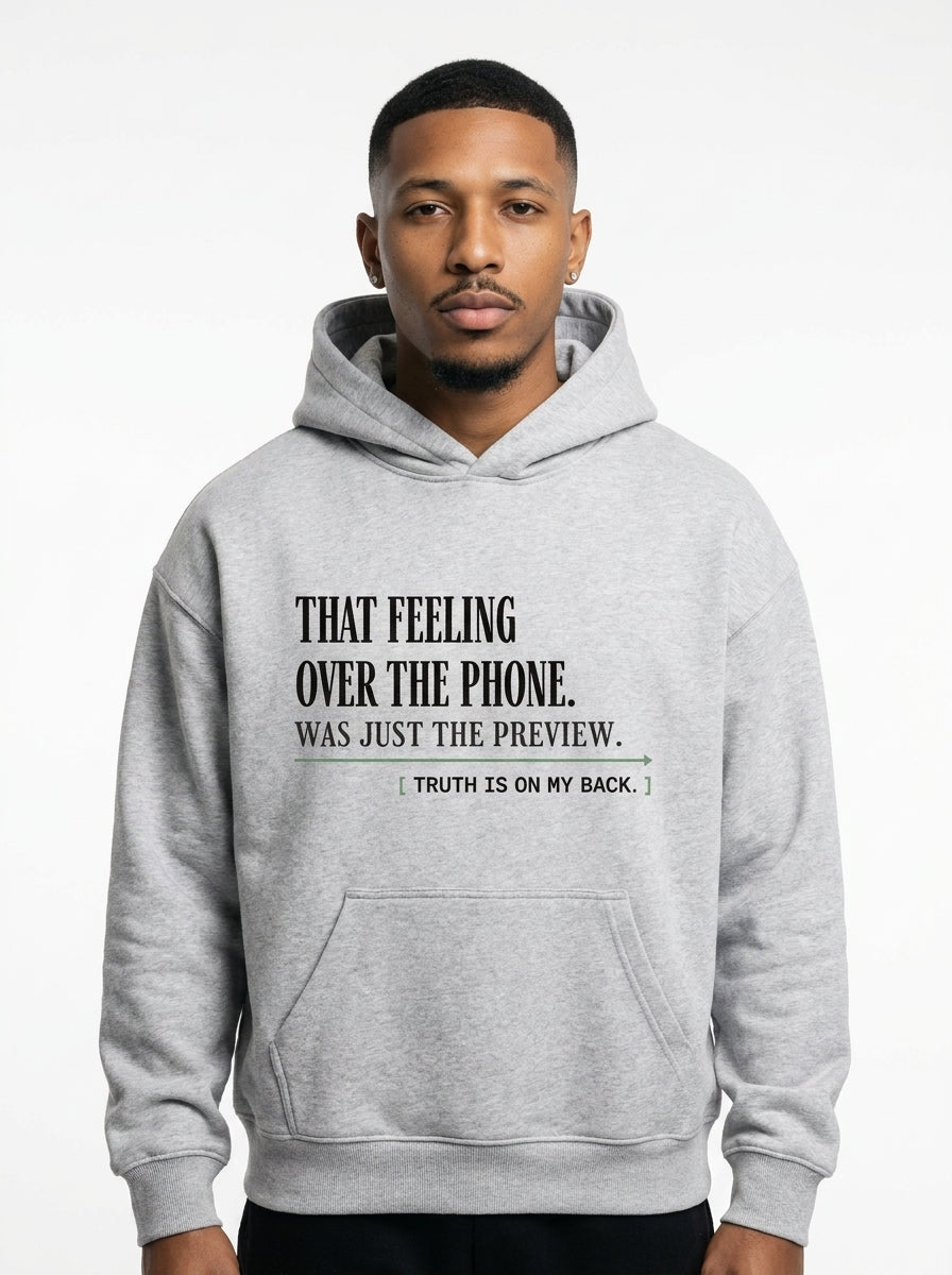 Flower Gray - THAT FEELING OVER THE PHONE HOODIE, WEARCAPTION heavyweight oversized front view
