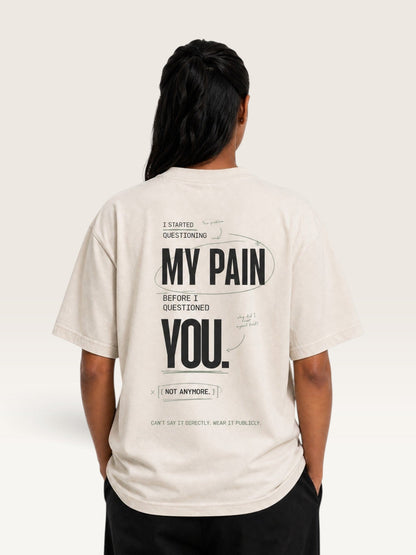 Mild Apricot - heavyweight cotton oversized t-shirt with white IT WASN'T A BIG DEAL graphic print on the back