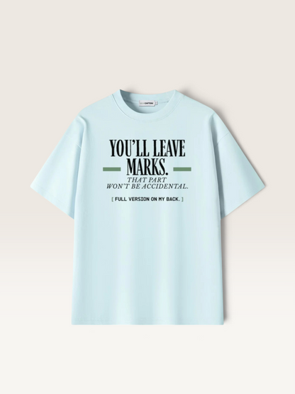 Sky Blue - YOU'LL LEAVE MARKS TEE, WEARCAPTION heavyweight oversized front view