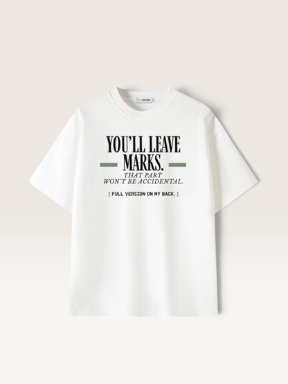 White - YOU'LL LEAVE MARKS TEE, WEARCAPTION heavyweight oversized front view