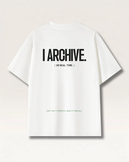 White - I DON'T REACT TEE, oversized heavyweight cotton