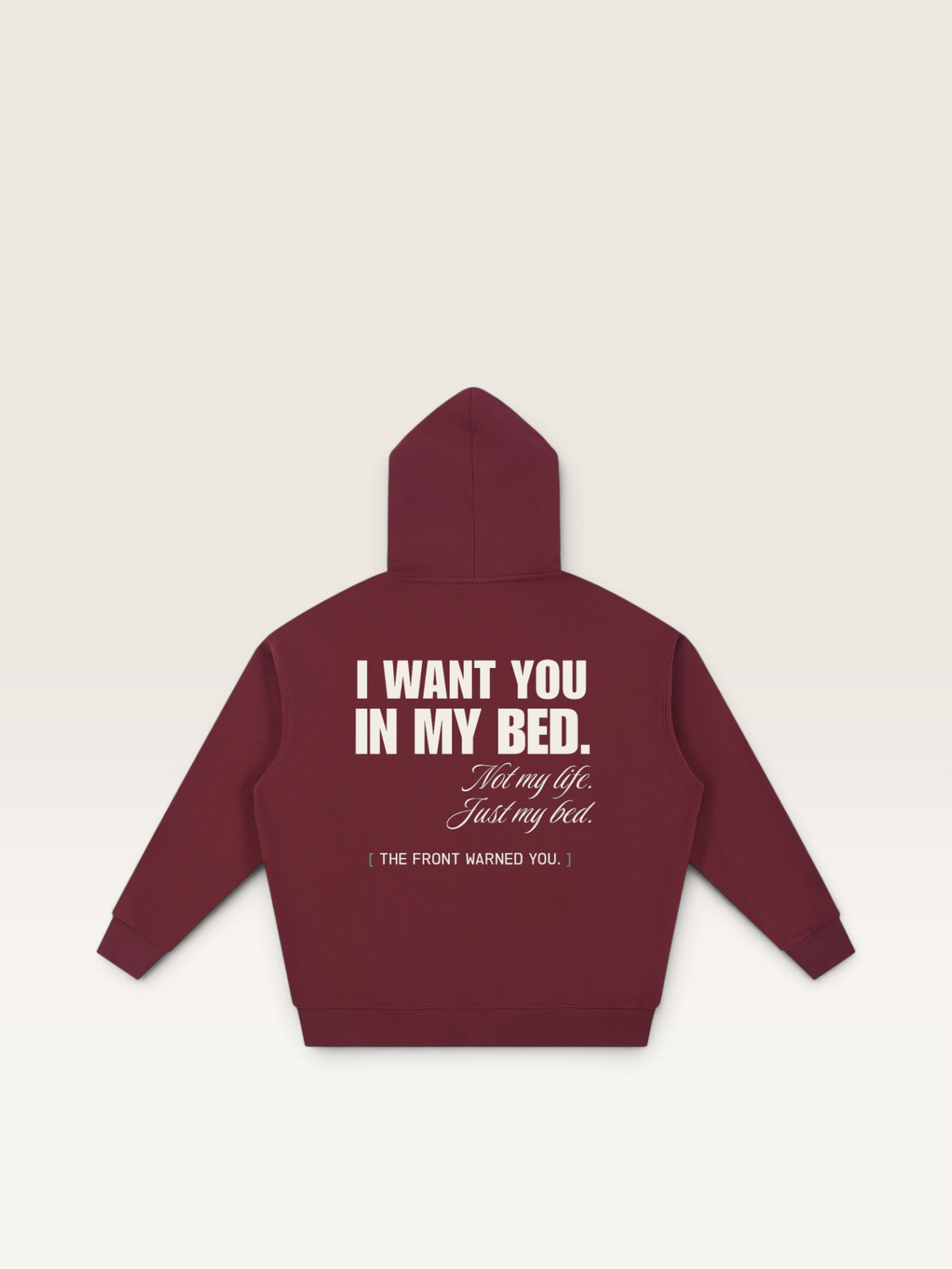 Dull Red - DON'T READ MY BACK HOODIE, WEARCAPTION heavyweight oversized back view