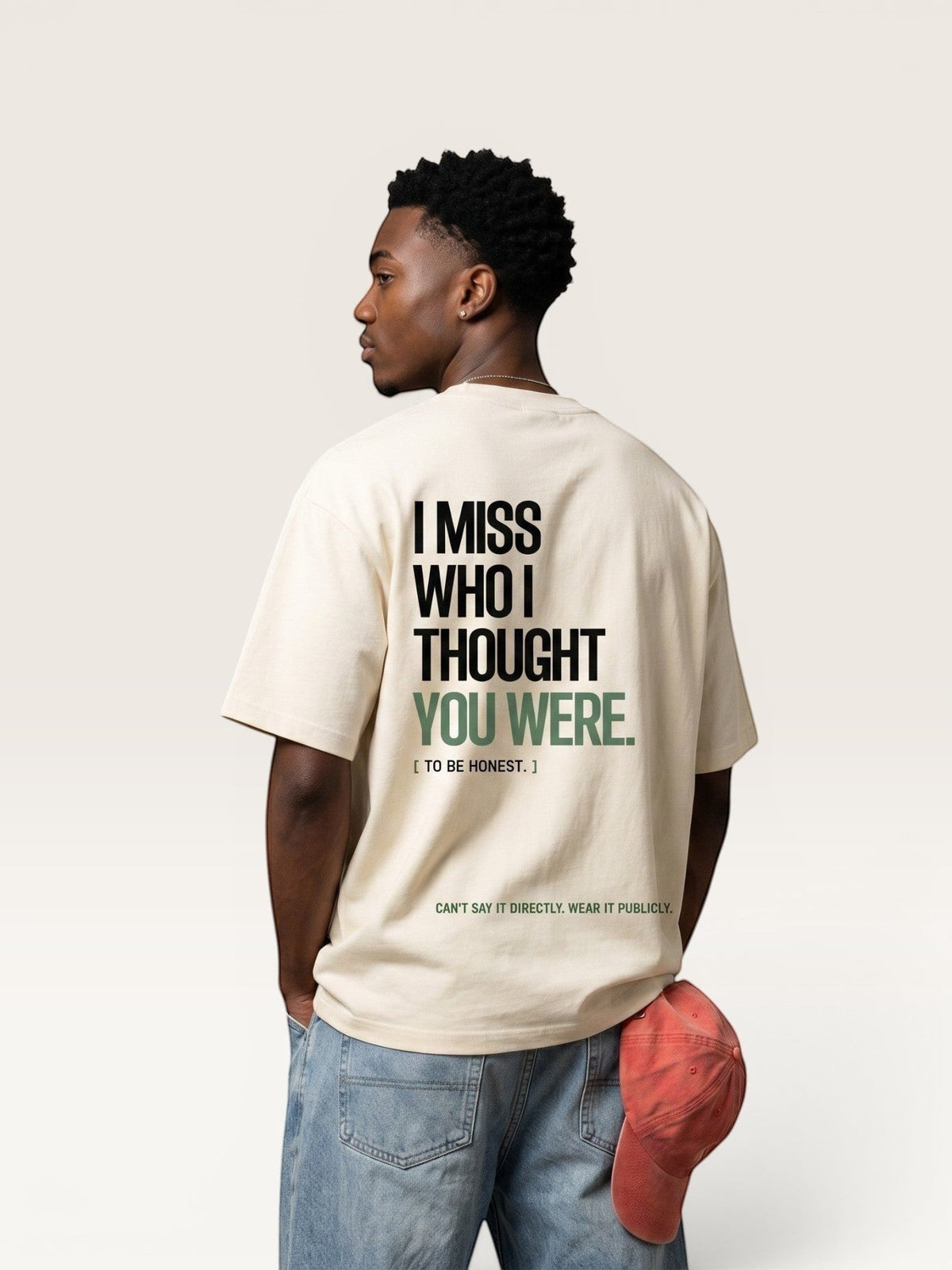 Mild Apricot - I DON'T MISS YOU TEE, oversized heavyweight cotton
