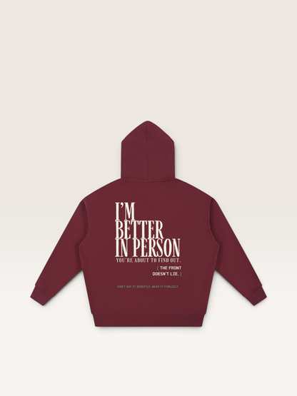 Dull Red - THAT FEELING OVER THE PHONE HOODIE, WEARCAPTION heavyweight oversized back view