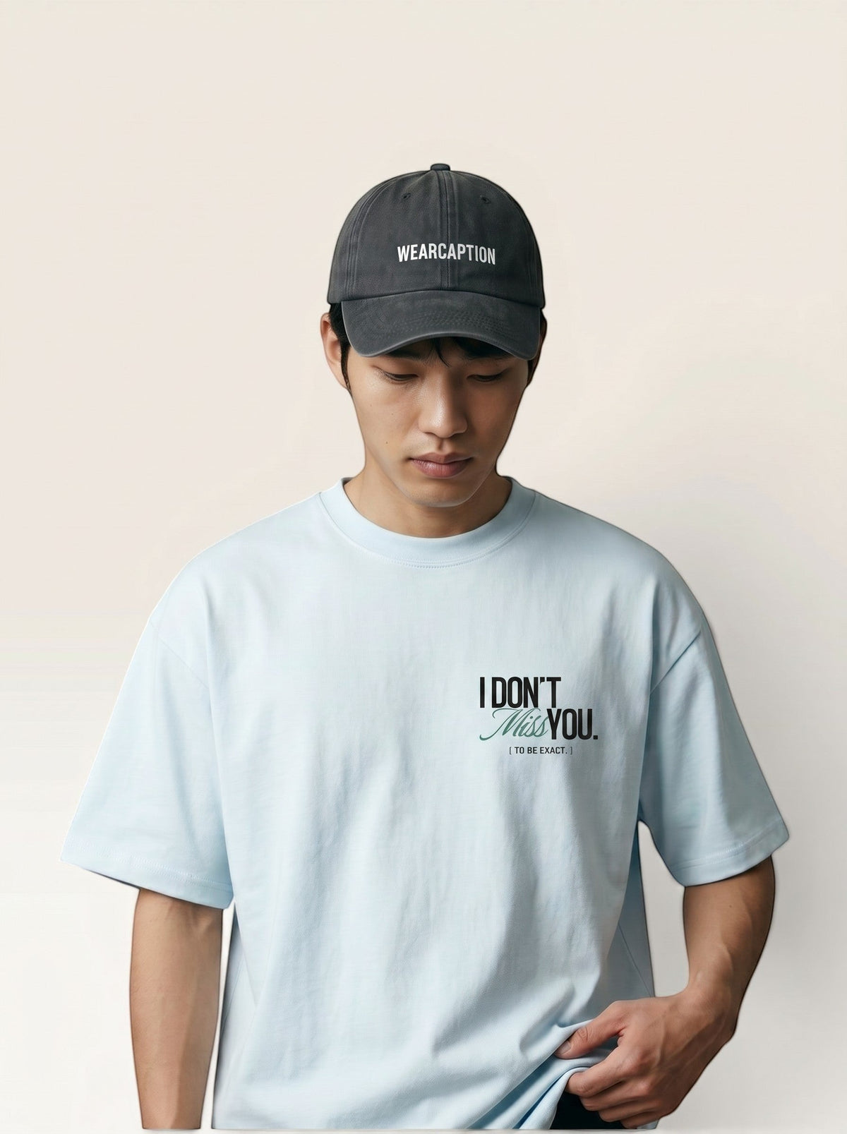 Sky Blue - I DON'T MISS YOU TEE, oversized heavyweight cotton