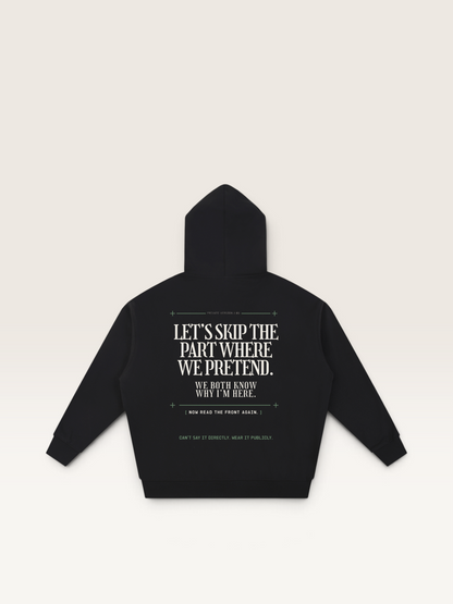 Black - I'LL STAY IF YOU ASK HOODIE, WEARCAPTION heavyweight oversized back view