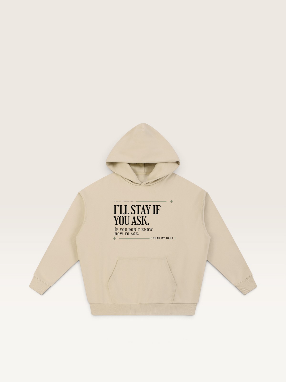 Apricot - I'LL STAY IF YOU ASK HOODIE, WEARCAPTION heavyweight oversized front view