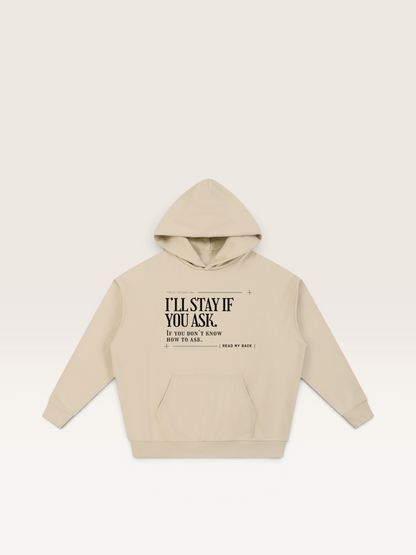Apricot - I'LL STAY IF YOU ASK HOODIE, WEARCAPTION heavyweight oversized front view