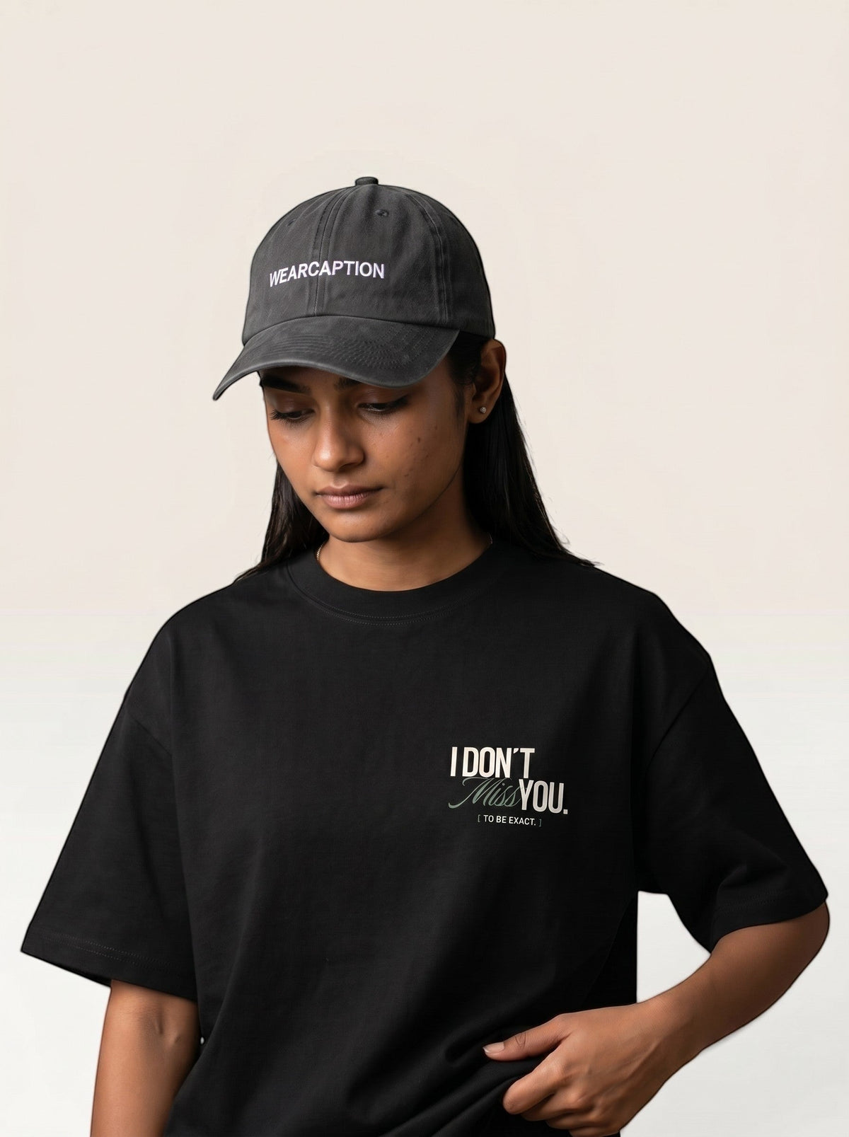 Black - I DON'T MISS YOU TEE, oversized heavyweight cotton