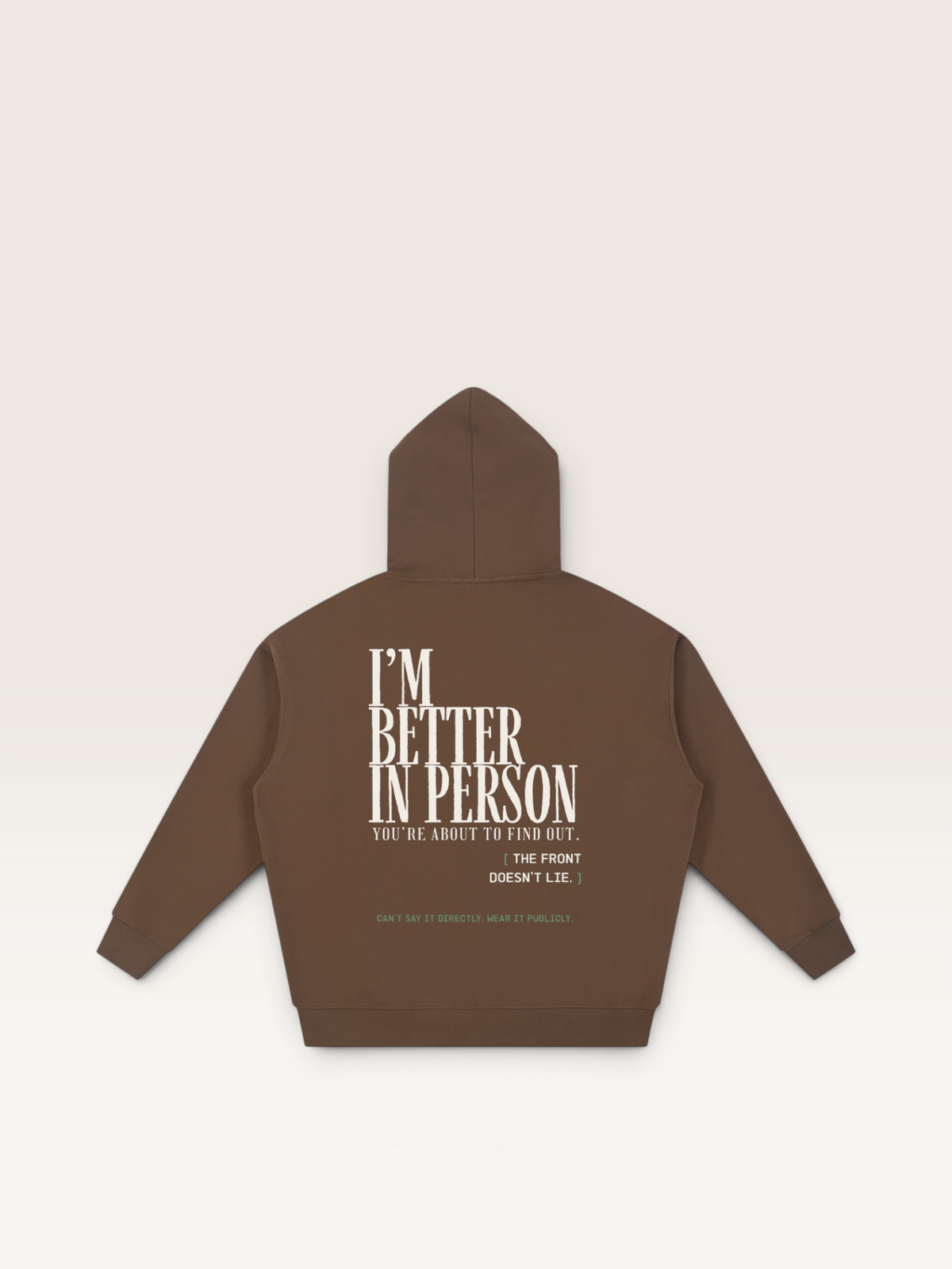 Coffee - THAT FEELING OVER THE PHONE HOODIE, WEARCAPTION heavyweight oversized back view