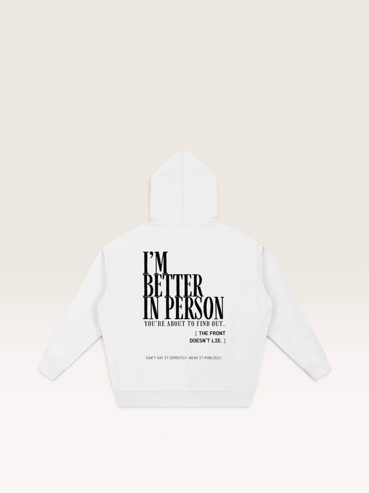White - THAT FEELING OVER THE PHONE HOODIE, WEARCAPTION heavyweight oversized back view
